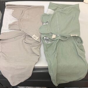 KeaBabies Set Soothe Swaddle Wraps - Green and Beige